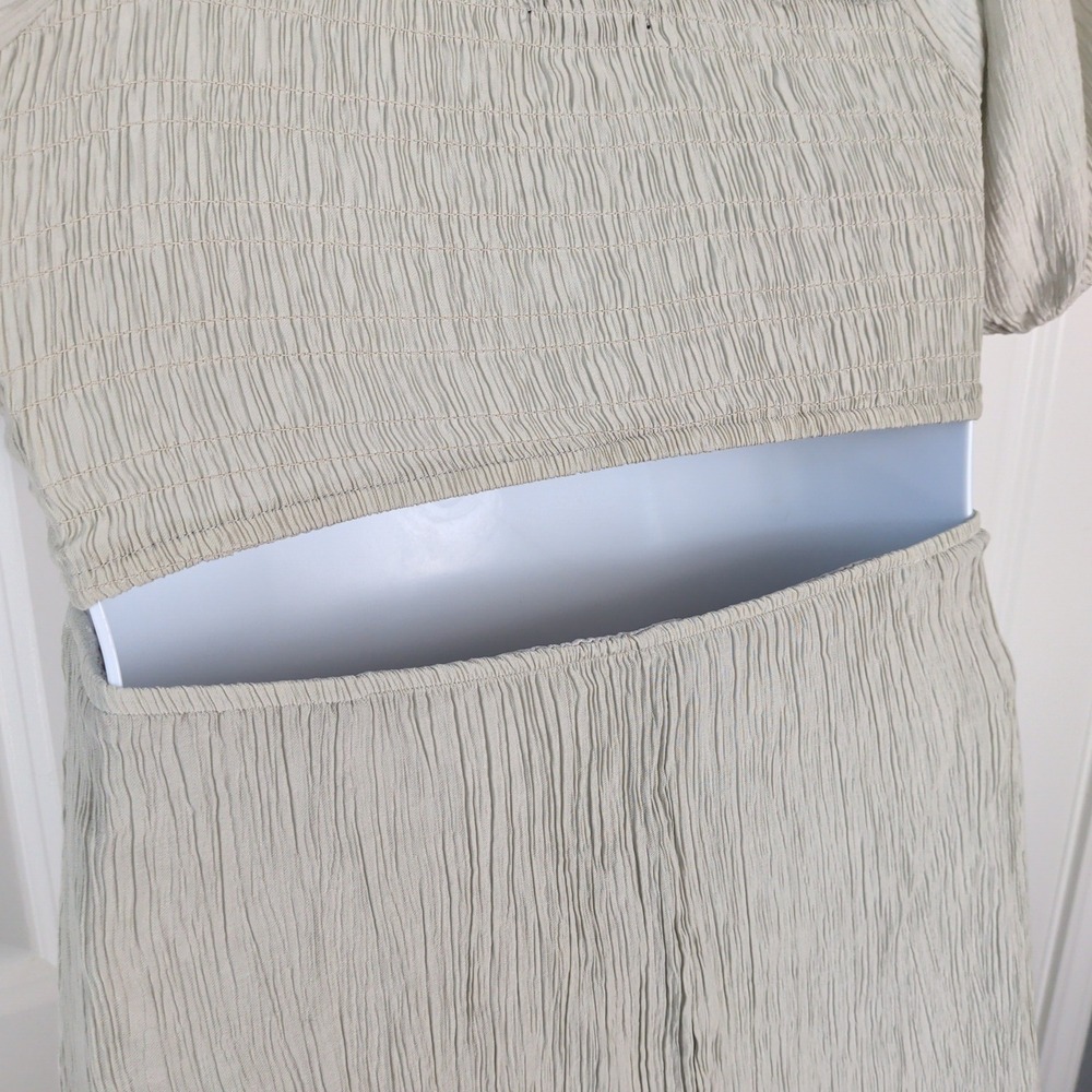 Cutout Crinkle Puff Sleeve Mini‎ Dress Size Small Gray - Picture 6 of 9